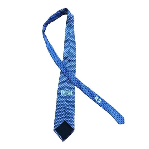 Versace Tie All Logo pattern Men's 100% Silk Blue A001936